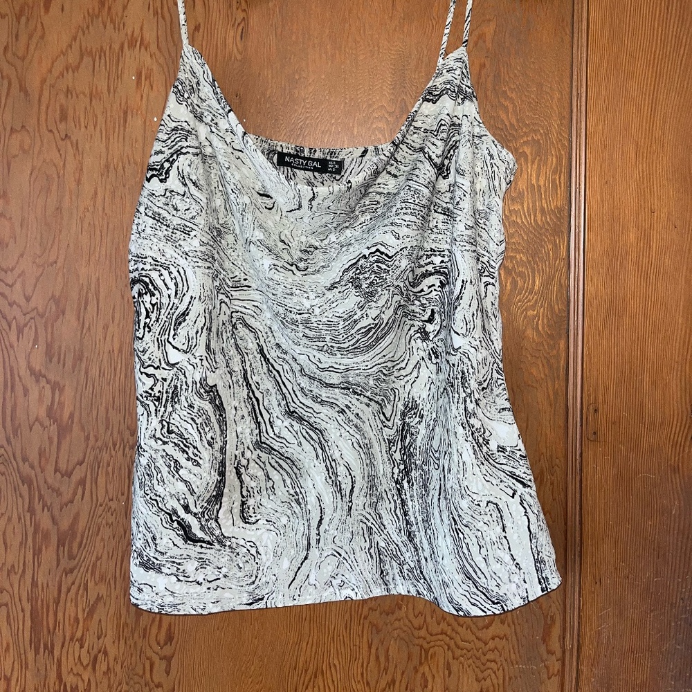 Nasty gal black and white swirl tank top